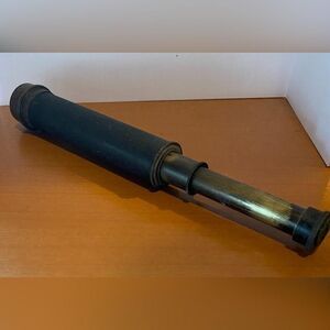 Antique WW1 Kollmorgen 10x Monocular Telescope Black Brass Spyglass Scope READ